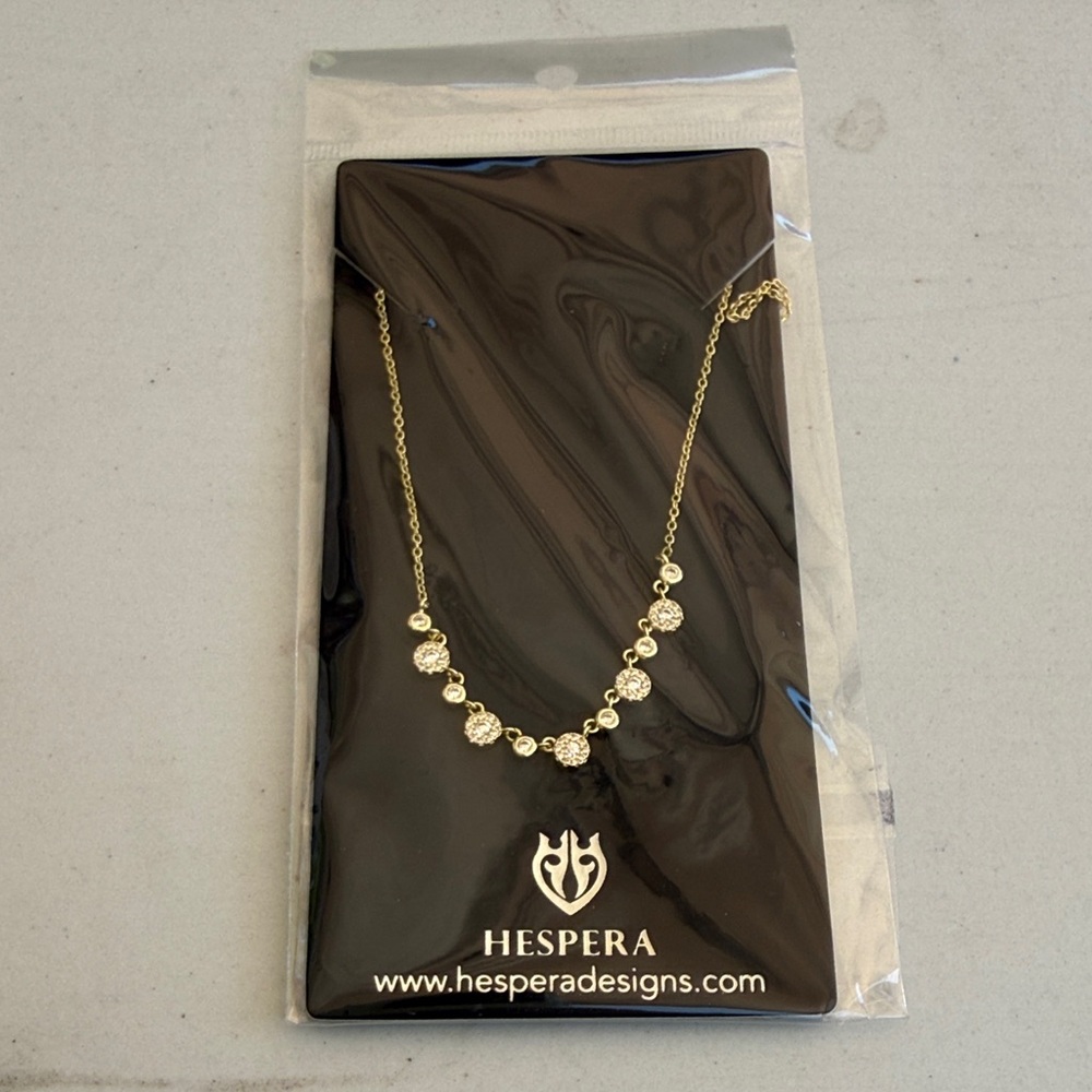 Hespera Gold Necklace with Clear Stones